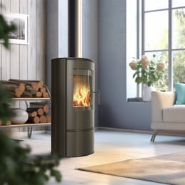 Stalowy piec na drewno ILDNORD LOKI czarne wyłożenie 8kW Ø 150