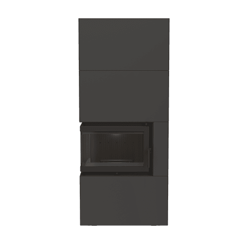 Modular fireplace ILDNORD BERGEN BOX left 8 kW Ø 180 in a BLACK casing